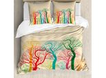 Abakuhaus Copripiumino Autunnale, Alberi Astratti Colorati, Antiacaro, Adatto A Chi Soffre Di Allergie, Con Federe, 155 Cm X 220 Cm - 80 X 80 Cm, Multicolore