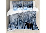 Abakuhaus Set Copripiumino Per Letti Matrimoniali, Tema Foresta Invernale, Antiacaro, Adatto A Chi Soffre Di Allergie, Con Federe, Bianco Marrone