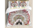 Abakuhaus Copripiumino Tribale, Piume Primitive Etniche, Antiacaro, Adatto A Chi Soffre Di Allergie, Con Federe, 155 Cm X 220 Cm - 80 X 80 Cm, Multicolore