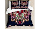 Abakuhaus Set Copripiumino Etnico Per Letti Matrimoniali, Motivi Paisley Artistici, Antiacaro, Adatto A Chi Soffre Di Allergie, Con Federe, Grigio Scuro E Viola