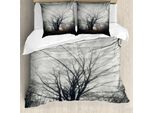 Abakuhaus Copripiumino Naturale, Albero Autunnale Nella Nebbia Scura, Antiacaro, Adatto A Chi Soffre Di Allergie, Con Federe, 155 Cm X 220 Cm - 80 X 80 Cm, Grigio