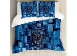 Abakuhaus Copripiumino Astratto, Geometrico Digitale, Antiacaro, Adatto A Chi Soffre Di Allergie, Con Federe, 200 Cm X 200 Cm - 80 X 80 Cm, Blu