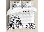 Abakuhaus Copripiumino Umoristico, Mascotte Hipster Meme, Antiacaro, Adatto A Chi Soffre Di Allergie, Con Federe, 200 Cm X 200 Cm - 80 X 80 Cm, Bianco E Nero