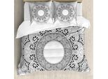Abakuhaus Copripiumino Mandala, Design, Antiacaro, Adatto A Chi Soffre Di Allergie, Con Federe, 200 Cm X 200 Cm - 80 X 80 Cm, Bianco E Nero