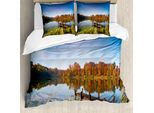 Abakuhaus Copripiumino Paesaggio, Pesca Sul Lago, Antiacaro, Adatto A Chi Soffre Di Allergie, Con Federe, 155 Cm X 220 Cm - 80 X 80 Cm, Multicolore