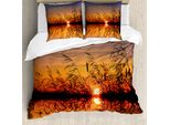 Abakuhaus Copripiumino Naturale, Foto Di Un Tramonto Sul Lago, Antiacaro, Adatto A Chi Soffre Di Allergie, Con Federe, 200 Cm X 200 Cm - 80 X 80 Cm, Multicolore