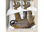 Abakuhaus Copripiumino Per Animali Domestici, Lazy Sloth Bear Cartoon, Antiacaro, Adatto A Chi Soffre Di Allergie, Con Federe, 155 Cm X 220 Cm - 80 X 80 Cm, Grigio