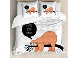 Abakuhaus Copripiumino Per Animali Domestici, Shy Happy Cartoon Sloth, Antiacaro, Adatto A Chi Soffre Di Allergie, Con Federe, 155 Cm X 220 Cm - 80 X 80 Cm, Multicolore
