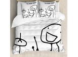 Abakuhaus Copripiumino Umoristico, Badumts Drum Meme Comics, Antiacaro, Adatto A Chi Soffre Di Allergie, Con Federe, 155 Cm X 220 Cm - 80 X 80 Cm, Bianco E Nero