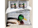 Abakuhaus Copripiumino Per Animali Domestici, Anatra Selvatica Con Parole, Antiacaro, Adatto A Chi Soffre Di Allergie, Con Federe, 200 Cm X 200 Cm - 80 X 80 Cm, Multicolore