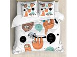 Abakuhaus Copripiumino Per Animali Domestici, Cartone Animato Sorride Sloth, Antiacaro, Adatto A Chi Soffre Di Allergie, Con Federe, 155 Cm X 220 Cm - 80 X 80 Cm, Multicolore