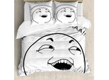Abakuhaus Copripiumino Umoristico, Emoticon Meme Ragazzo Felice, Antiacaro, Adatto A Chi Soffre Di Allergie, Con Federe, 155 Cm X 220 Cm - 80 X 80 Cm, Bianco E Nero