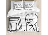 Abakuhaus Copripiumino Umoristico, Faccia Divertente Dei Fumetti Meme, Antiacaro, Adatto A Chi Soffre Di Allergie, Con Federe, 200 Cm X 200 Cm - 80 X 80 Cm, Bianco E Nero