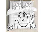 Abakuhaus Copripiumino Umoristico, Whaever Guy Meme Sketchy, Antiacaro, Adatto A Chi Soffre Di Allergie, Con Federe, 155 Cm X 220 Cm - 80 X 80 Cm, Bianco E Nero