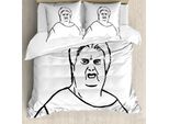 Abakuhaus Copripiumino Umoristico, Personaggi Internet Meme, Antiacaro, Adatto A Chi Soffre Di Allergie, Con Federe, 200 Cm X 200 Cm - 80 X 80 Cm, Bianco E Nero