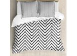 Abakuhaus Copripiumino Moderno, Stampa A Triangoli A Zig Zag, Antiacaro, Adatto A Chi Soffre Di Allergie, Con Federe, 200 Cm X 200 Cm - 80 X 80 Cm, Bianco E Nero