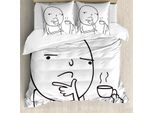 Abakuhaus Copripiumino Umoristico, Meme Pensieroso Caffè, Antiacaro Adatto A Chi Soffre Di Allergie Con Federe, 155 Cm X 220 Cm - 80 X 80 Cm, Bianco E Nero