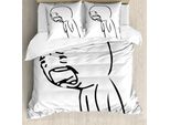 Abakuhaus Copripiumino Umoristico, Emoticon Online Sad Comics, Antiacaro, Adatto A Chi Soffre Di Allergie, Con Federe, 155 Cm X 220 Cm - 80 X 80 Cm, Bianco E Nero