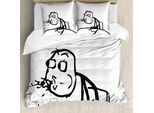 Abakuhaus Copripiumino Umoristico, Wierd Meme Troll Comics, Antiacaro, Adatto A Chi Soffre Di Allergie, Con Federe, 200 Cm X 200 Cm - 80 X 80 Cm, Bianco E Nero