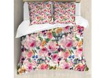 Abakuhaus Copripiumino Shabby Flora, Fiori Rosa Shabby, Antiacaro, Adatto A Chi Soffre Di Allergie, Con Federe, 200 Cm X 200 Cm - 80 X 80 Cm, Multicolore