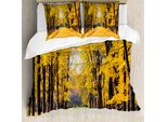 Abakuhaus Copripiumino Naturale, Alberi In Autunno Con Foglie, Antiacaro, Adatto A Chi Soffre Di Allergie, Con Federe, 155 Cm X 220 Cm - 80 X 80 Cm, Giallo E Verde