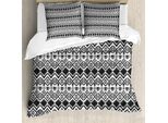Abakuhaus Copripiumino Moderno, Linea Modern Zig Zag, Antiacaro, Adatto A Chi Soffre Di Allergie, Con Federe, 200 Cm X 200 Cm - 80 X 80 Cm, Bianco E Nero