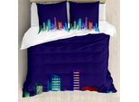 Abakuhaus Copripiumino Per Asilo Nido, Cartoni Animati Della Città Di Notte, Antiacaro, Adatto A Chi Soffre Di Allergie, Con Federe, 155 Cm X 220 Cm - 80 X 80 Cm, Multicolore