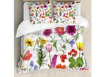Abakuhaus Copripiumino Con Motivi Floreali, Rose E Tulipani Colorati, Antiacaro E Anallergico, Con Federe, 155 Cm X 220 Cm - 80 X 80 Cm, Multicolore