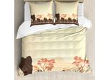 Abakuhaus Set Copripiumino Africano Per Letti Matrimoniali, Elefante Safari, Antiacaro, Adatto A Chi Soffre Di Allergie, Con Federe, Marrone Verde