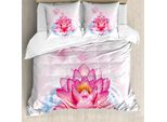 Abakuhaus Copripiumino Blume, Mandala Yoga Lotus, Antiacaro, Adatto A Chi Soffre Di Allergie, Con Federe, 200 Cm X 200 Cm - 80 X 80 Cm, Rosa