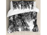 Abakuhaus Copripiumino Naturale, Rami E Foglie, Antiacaro, Adatto A Chi Soffre Di Allergie, Con Federe, 200 Cm X 200 Cm - 80 X 80 Cm, Bianco E Nero