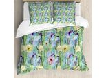Abakuhaus Copripiumino Cactus, Motivo Con Germogli Di Cactus, Antiacaro, Adatto A Chi Soffre Di Allergie, Con Federe, 200 Cm X 200 Cm - 80 X 80 Cm, Verde E Blu