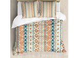 Abakuhaus Copripiumino Tribale, Motivo Azteco Messicano, Antiacaro, Adatto A Chi Soffre Di Allergie, Con Federe, 155 Cm X 220 Cm - 80 X 80 Cm, Blu Arancione Avorio