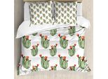 Abakuhaus Copripiumino Cactus, Pianta Di Cactus Nel Deserto, Antiacaro, Adatto A Chi Soffre Di Allergie, Con Federe, 200 Cm X 200 Cm - 80 X 80 Cm, Verde E Arancione