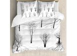 Abakuhaus Set Copripiumino Inquietante Per Letti Matrimoniali, Rami Di Alberi Della Foresta, Antiacaro, Adatto A Chi Soffre Di Allergie, Con Federe, Bianco E Nero