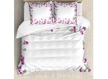 Abakuhaus Copripiumino Con Motivo Floreale, Foglie, Boccioli E Rami, Antiacaro, Adatto A Chi Soffre Di Allergie, Con Federe, 155 Cm X 220 Cm - 80 X 80 Cm, Multicolore