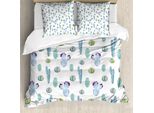 Abakuhaus Set Copripiumino Messicano Per Letti Matrimoniali, Fiori Botanici Del Deserto, Antiacaro, Adatto A Chi Soffre Di Allergie, Con Federe, Blu