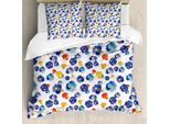 Abakuhaus Copripiumino Blume, Natur Botanischer Violet, Antiacaro, Adatto A Chi Soffre Di Allergie, Con Federe, 200 Cm X 200 Cm - 80 X 80 Cm, Blu Scuro Arancione