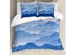Abakuhaus Copripiumino Berg, Nature Theme Silhouette, Antiacaro, Adatto A Chi Soffre Di Allergie, Con Federe, 200 Cm X 200 Cm - 80 X 80 Cm, Blu