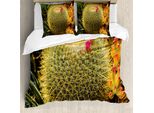Abakuhaus Copripiumino Cactus, Pianta Di Cactus Con Spine, Antiacaro, Adatto A Chi Soffre Di Allergie, Con Federe, 155 Cm X 220 Cm - 80 X 80 Cm, Verde E Rosa