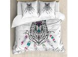 Abakuhaus Copripiumino Tribale, Ispirazione Selvaggia, Antiacaro, Adatto A Chi Soffre Di Allergie, Con Federe, 155 Cm X 220 Cm - 80 X 80 Cm, Grigio Chiaro Rosa Verde Acqua