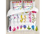 Abakuhaus Copripiumino Blume, Disegno Acquerello Garden, Antiacaro, Adatto A Chi Soffre Di Allergie, Con Federe, 155 Cm X 220 Cm - 80 X 80 Cm, Multicolore