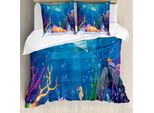 Abakuhaus Copripiumino Ocean, Marine Life Fish Moss, Antiacaro, Adatto A Chi Soffre Di Allergie, Con Federe, 155 Cm X 220 Cm - 80 X 80 Cm, Multicolore