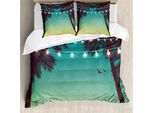 Abakuhaus Copripiumino Naturale, Notte Tramonto Palme, Antiacaro Adatto A Chi Soffre Di Allergie Con Federe, 200 Cm X 200 Cm - 80 X 80 Cm, Multicolore