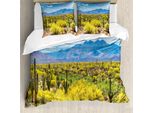 Abakuhaus Copripiumino Cactus, Paesaggio Desertico, Antiacaro, Adatto A Chi Soffre Di Allergie, Con Federe, 155 Cm X 220 Cm - 80 X 80 Cm, Multicolore