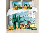 Abakuhaus Copripiumino Cactus, Disegno Vettoriale Cartoon, Antiacaro, Adatto A Chi Soffre Di Allergie, Con Federe, 200 Cm X 200 Cm - 80 X 80 Cm, Multicolore