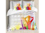 Copripiumino Abakuhaus Retro, Ragazza Che Balla, Antiacaro, Adatto A Chi Soffre Di Allergie, Con Federe, 155 Cm X 220 Cm - 80 X 80 Cm, Multicolore