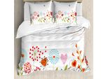 Abakuhaus Copripiumino Blume, Romantico Disegno A Cuori, Antiacaro, Adatto A Chi Soffre Di Allergie, Con Federe, 155 Cm X 220 Cm - 80 X 80 Cm, Multicolore