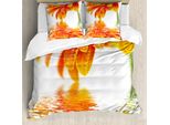 Abakuhaus Copripiumino Con Motivo Floreale, Sun Flower Reflexion, Antiacaro E Anallergico, Con Federe, 155 Cm X 220 Cm - 80 X 80 Cm, Arancione