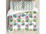 Abakuhaus Copripiumino Cactus, Pianta Messicana Cactus, Antiacaro, Adatto A Chi Soffre Di Allergie, Con Federe, 155 Cm X 220 Cm - 80 X 80 Cm, Rosa, Verde E Blu